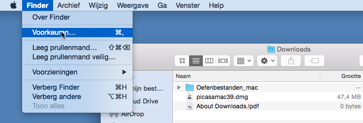 Aanvullend PDF-bestand Picasa op de Mac 5 U ziet de voortgang van de download: Het downloaden is voltooid. De oefenbestanden staan nu in de map Downloads op de Mac.U kunt de map uit de lijst wissen.