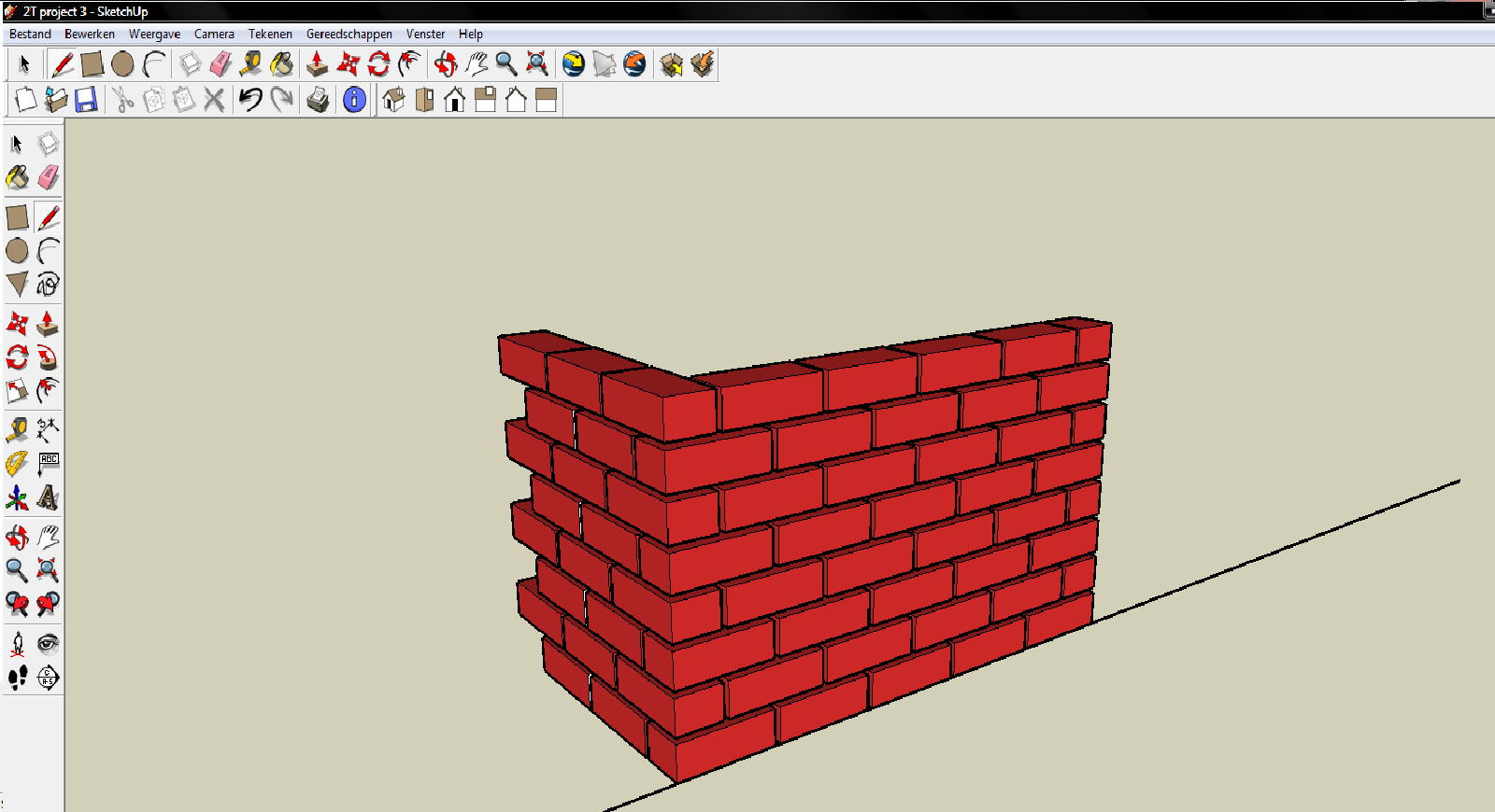 BUWAFDELING CAD tekenen (Computer Aided Design) Hieronder een beeld van hoe onze tekening er gaat uit zien. verplaats Bij deze oefening gaat het vooral over hoe je 2 vlakken samenvoegt.