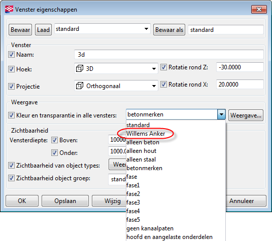 Tevens beschikt dit voorbeeld model over de selectiefilters (Willems Anker en Willems Drukbuis).