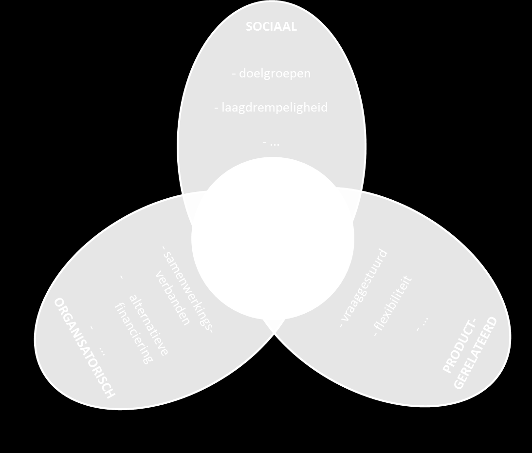 Figuur 1 Conceptueel model m.b.t. productgerelateerde, organisatorische en sociale dimensies van innovatie in de sport Bron: Scheerder et al.