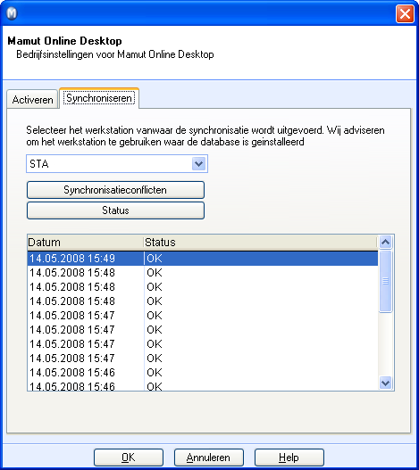 DEEL 2 - FRAGMENTEN UIT DE INTRODUCTIEHANDLEIDINGEN Deactiveren: Wordt enkel getoond indien u geactiveerd heeft. Stopt de synchronisatie en deactiveert de bedrijfsdatabase van Mamut Online Desktop.