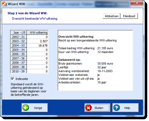 Extra 81 Stap 2: De hoogte van de WW-uitkeringen op jaarbais worden nu direct getoond in een spreadsheet.