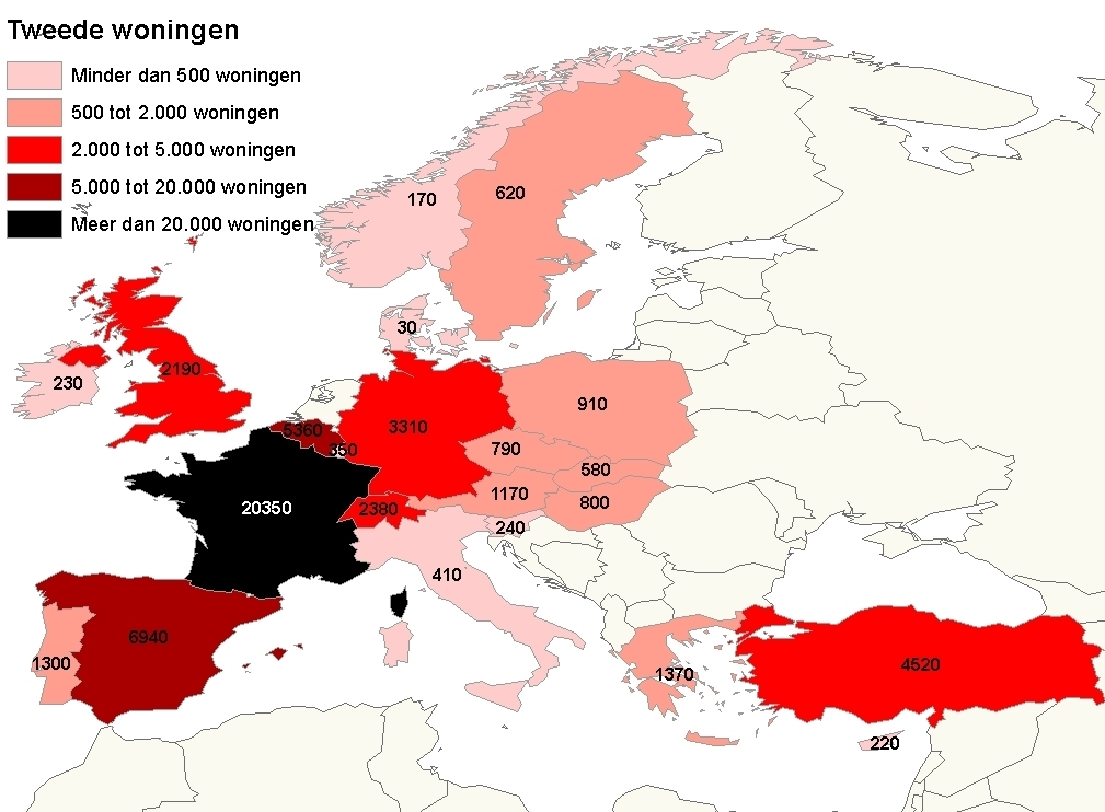 45 in het buitenland. In 2006 zijn 93.000 van onze tweede huizen in Nederland, en 60.000 daarbuiten.