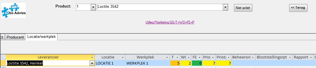 Als een product niet meer gebruikt wordt, zet u hem op inactief. Gegevens blijven zo gedeeltelijk bewaard. Bij het tabblad Producent komt u bij het onderstaande scherm. Hier worden o.a. de veiligheidsinformatiebladen gekoppeld.