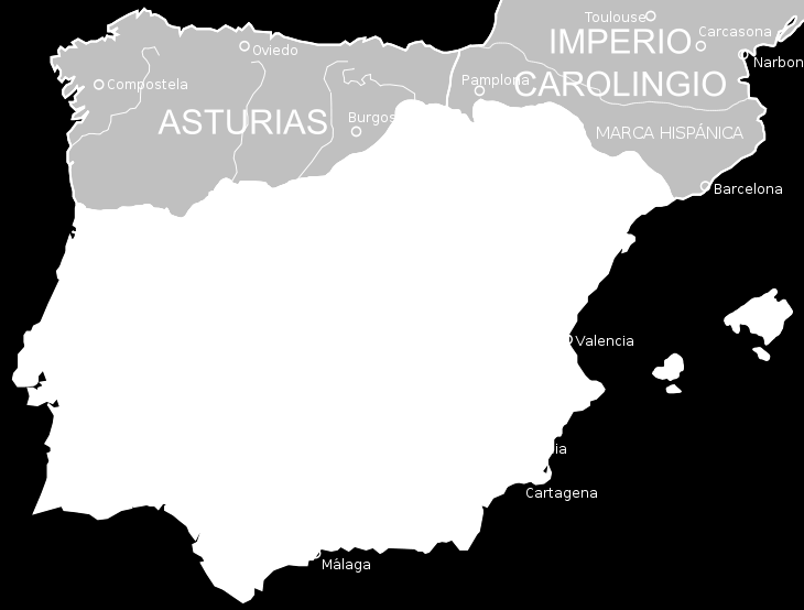 Het ontstaan van de Camino s De Camino Francés Na de herovering van gebieden buiten het Cantabrisch gebergte ontstond rond 814 een grens tussen het christelijke Koninkrijk Asturië en het islamitische