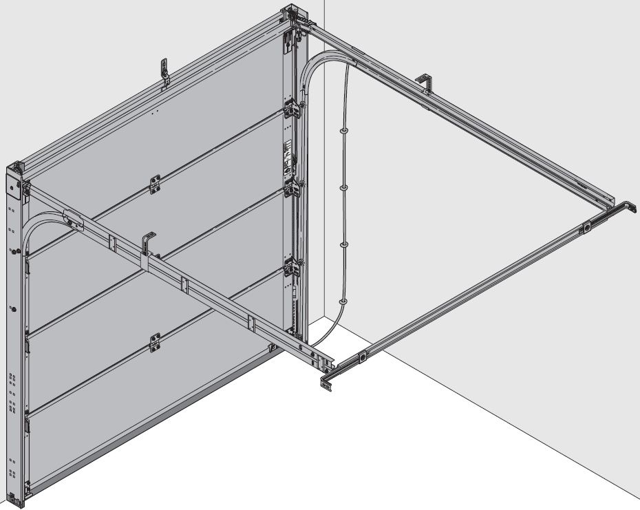 Het getal 40 in de productnaam wijst op de isolatiedikte van een poortpaneel, namelijk 40 mm. De minimum plafondhoogte moet 2240 mm zijn en de vrije doorrijhoogte 2095 mm.