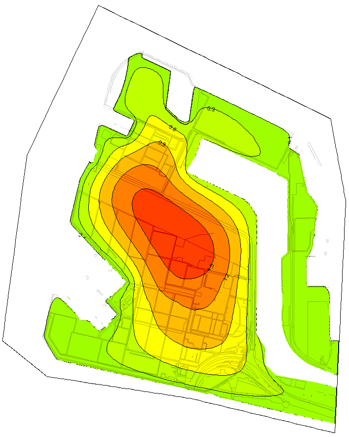 Afbeelding 4.5a Berekende freatische grondwaterstanden, permanente effecten (in m NAP).