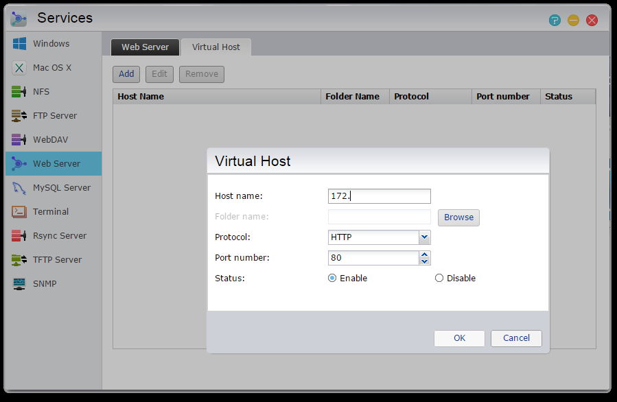 Virtuele host: u kunt deze functie gebruiken om simultaan meerdere websites op uw NAS te hosten.