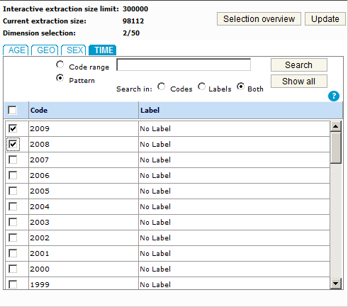 Om nu de selectie aan te passen klikken we op de tab In onderstaande afbeelding is het selectiescherm opengegaan waar de 4 onderwerpen