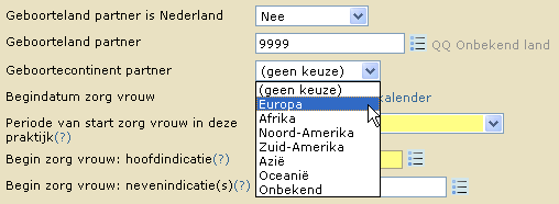 1. Nee, extra veld Geboorteland partner verschijnt: Afb. 79 Het veld Geboorteland partner kan men invullen door gebruik te maken van een bijgevoegde codelijst. Klik op Open zoekscherm.