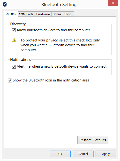 46 - Een Bluetooth-verbinding gebruiken 3. Daarna klikt u in het systeemvak van het bureaublad op het Bluetooth-pictogram en selecteert u Open Settings (Instellingen openen). 4.