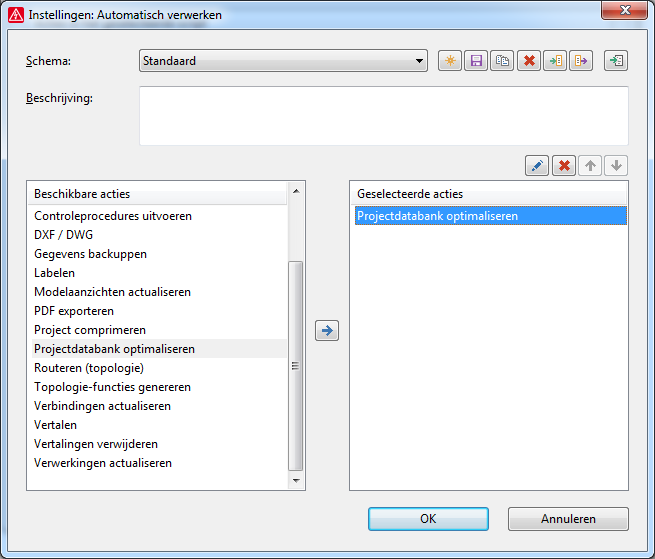 Projectbeheer procedure Instellen automatisch verwerken 1. Start EPLAN Electric P8 2.5 en open een project van versie 2.5. 2. Selecteer de menu items Hulpprogramma s > Automatisch verwerken 3.