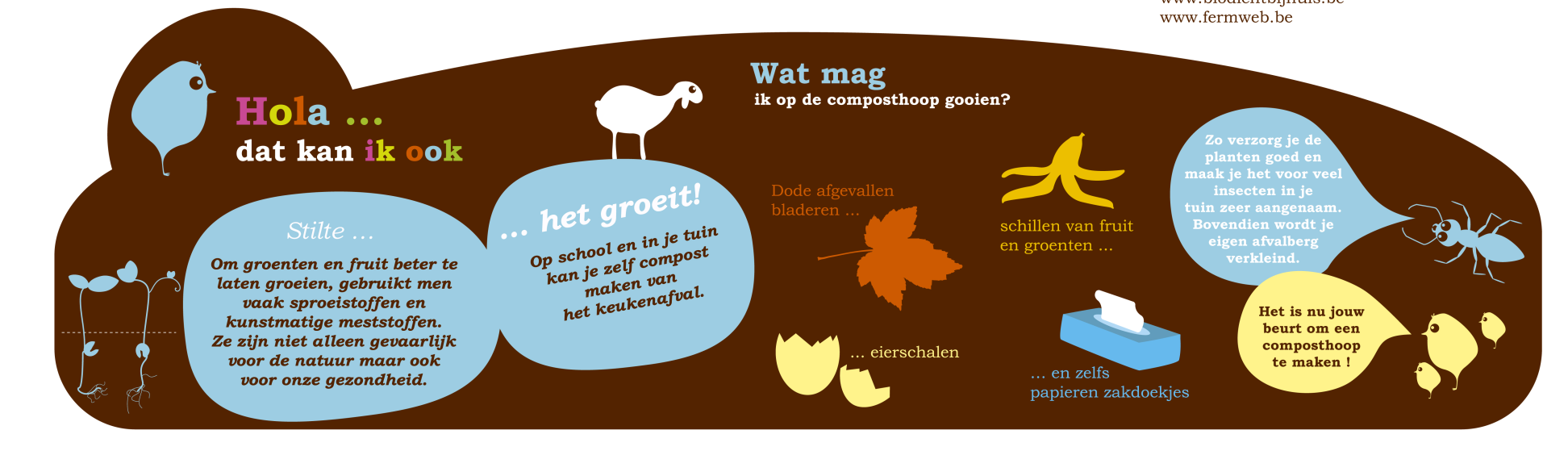 Onze hulpbronnen / Landbouw Composteren kun je leren! Nodig de compostmeester uit op school. Die legt uit hoe je correct composteert.