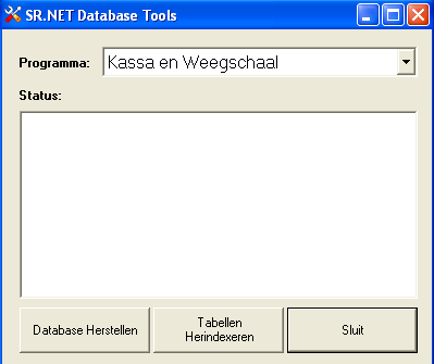 Net Database Tools opstarten via de snelkoppeling SR.