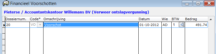 II. Als het venster [Losse Factuur maken] niet is te openen omdat er geen te declareren verrichtingen op het dossier ingevoerd zijn, voer dan de volgende handelingen uit.