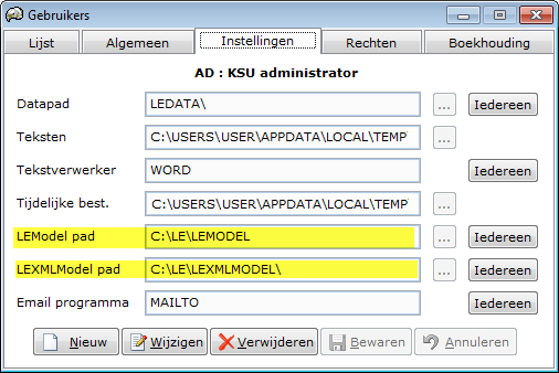 Instellen pad voor Legal Eagle modellen Het pad naar de Legal Eagle modellen (LEModel en LEXMLModel) werd door Legal Eagle zelf geregeld, echter hebben de gebruikers van Legal Eagle aangegeven dat