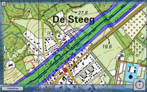 4 Resultaten 4.1 Plaatgebonden risico In figuur 4.1 zijn de resultaten van de Carola%berekening voor het plaatsgebonden risico opgenomen. Figuur 4.