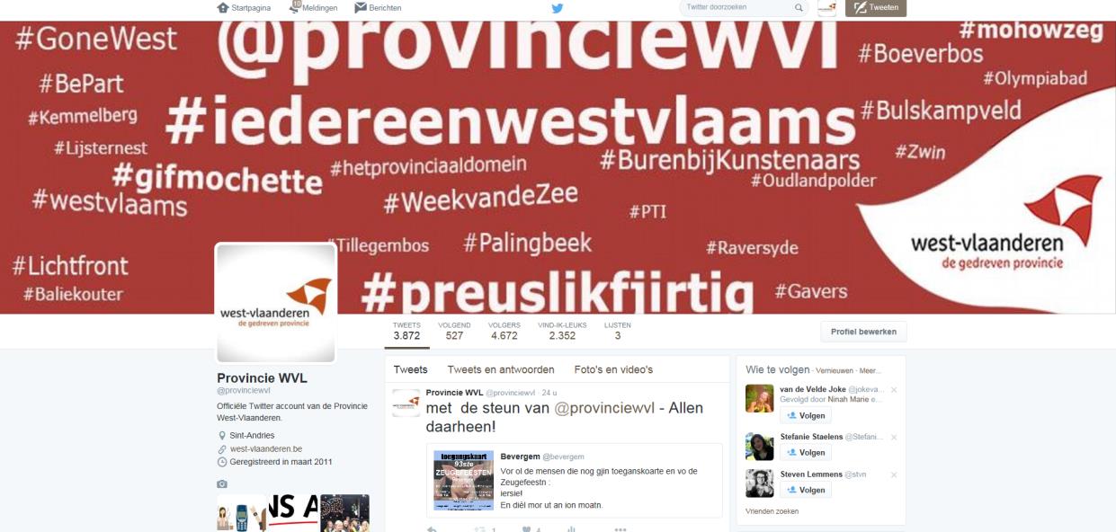 Facebook + Twitter / start: 2010/2011 / West-Vlaams gevoel +