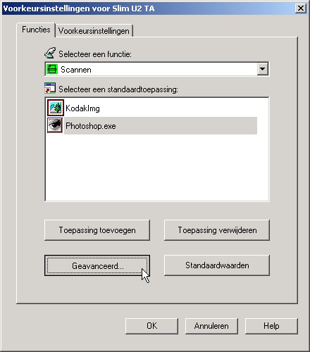 2. De lijst met standaardtoepassingen voor de knop wordt weergegeven: 3. Klik op Toepassing toevoegen. Het dialoogvenster Openen wordt geopend: 4.