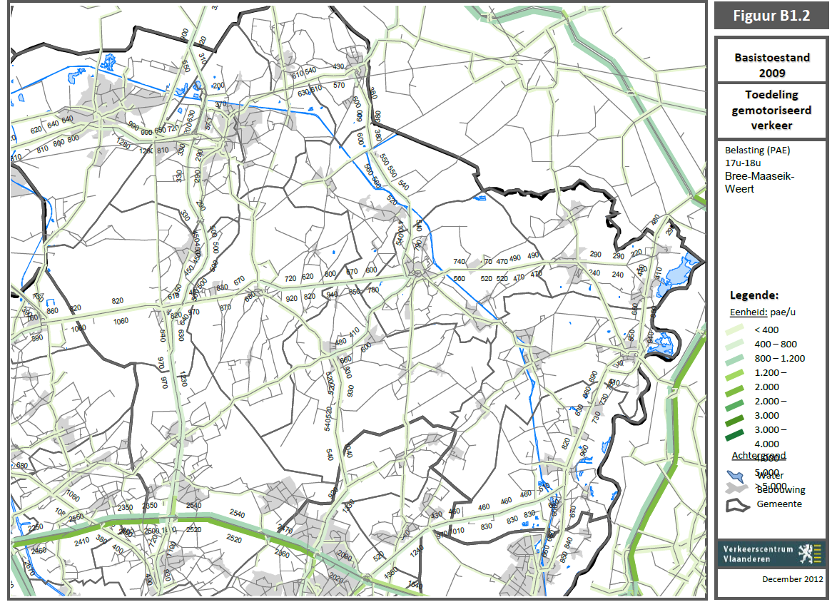 6.1 Effect op transportstromen en tijd De effecten op de transportstromen werden door het Vlaams Verkeerscentrum doorgerekend met het Provinciaal Verkeersmodel Limburg Versie 3.6.1. Dit provinciaal