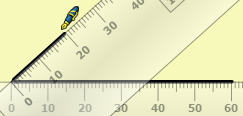 4.4 Wiskundegereedschap Er kunnen zoals gezegd meer dan een gereedschap tegelijk op de pagina. Zo kun je bijv. twee of meer linialen neerzetten, gradenboog en passer erbij kan ook. 4.4.1 Liniaal Het minimenu geeft opties voor de maat en of beide zijden maataanduidingen moeten hebben.