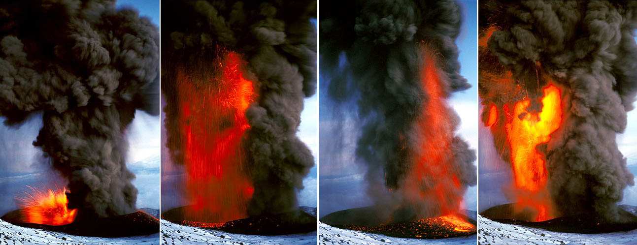 Zwaveldioxide chemie Oplosbaarheid van water (en CO 2 ) in magma neemt af met afnemende druk (=afnemende diepte) Gas SO 2 + OH H 2 O 2 HOSO 2 + O 2 SO 3 + HO 2 SO 3