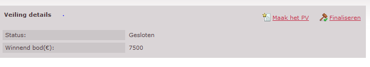 4.14 Hoe een veiling finaliseren? 4.14.1 Beginsituatie De gebruiker is verbonden met de e-awardingapplicatie (cfr. 3.1 Hoe aanmelden in e-awarding?