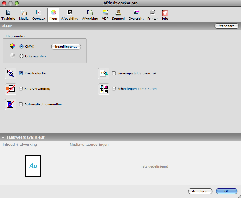 AFDRUKKEN VANUIT MAC OS X 30 13 In het veld Instructies kunt u instructies voor de operator typen voor de taak.