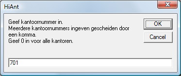 Selectie op maand HiAnt vraagt naar start jaar maand (standaard de maand die in de shift+f5 is opgeroepen) HiAnt vraagt naar de stop jaar maand (standaard de maand die in de shift+f5 is