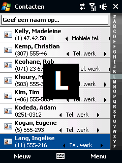 264 Programma s Een contactpersoon op het toestel zoeken Wanneer uw contactpersonenlijst erg lang is, kunt u op verschillende manieren een contactpersoon zoeken.