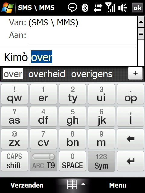 94 Tekst invoeren 4.3 Compacte QWERTY gebruiken Het Compacte QWERTY is een on-screen toetsenbord met 20 toetsen.