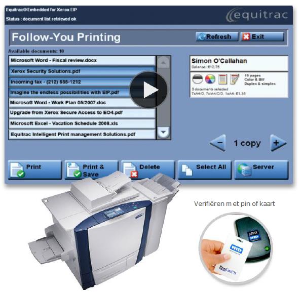 3. Doel: optimalisatie van de Follow You-printfunctie Door het optimaliseren van de huidige Equitracsoftware met identificatie via ID-pasje en de invoering van een printbeleid kan het afdrukvolume