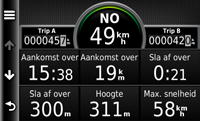 Informatie over de kaartpagina's ➋ Tik hierop om de lijst met afslagen weer te geven. ➌ Tik hierop om in en uit te zoomen. ➍ Tik hierop om terug te keren naar het hoofdmenu.