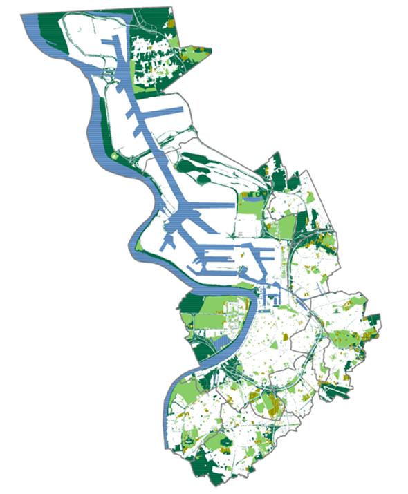 Kaart 13: groene ruimten in