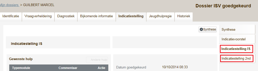 Ontvangt de dossierverantwoordelijke een vraag van een cliënt naar een second opinion, dan bezorgt hij het ingevulde A-document aan een ander provinciaal team indicatiestelling.