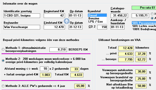 De nieuwe verhouding in dit voorbeeld is nog altijd met een beroepspercentage boven de 50% zodat er géén herziening plaatsvindt op 1/5de van de