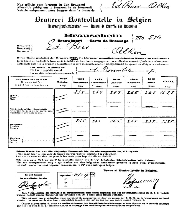 Brouwen en oorlogstijd Bij het uitbreken van de Eerste Wereldoorlog in 1914 waren er in ons land nog 3214 brouwerijen bedrijvig.