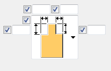 Extra uitsparing Definieer de verticale en horizontale afmetingen voor de extra uitsparingen. De uitsparing wordt standaard niet gemaakt.