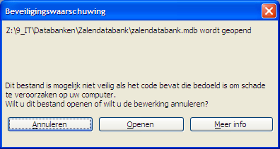 Vereisten Om met de databank te kunnen werken moet er minimaal Microsoft Access 2000 op je computer geïnstalleerd zijn. De databank werkt ook op Access 2003 en Access 2007.