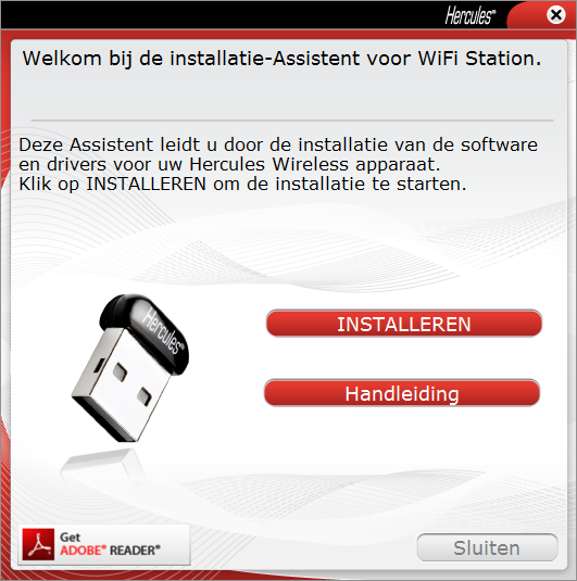 INSTALLEREN VAN DE HERCULES WIRELESS N USB PICO Voordat u uw Hercules Wireless N USB pico aansluit, moet u eerst Hercules WiFi Station N installeren dat de drivers en de toepassing WiFi Station