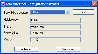 BESCHRIJVING VAN DE CONFIGURATIETOOL KNX verbinding: Hiermee kunt u de KNX verbinding configureren.