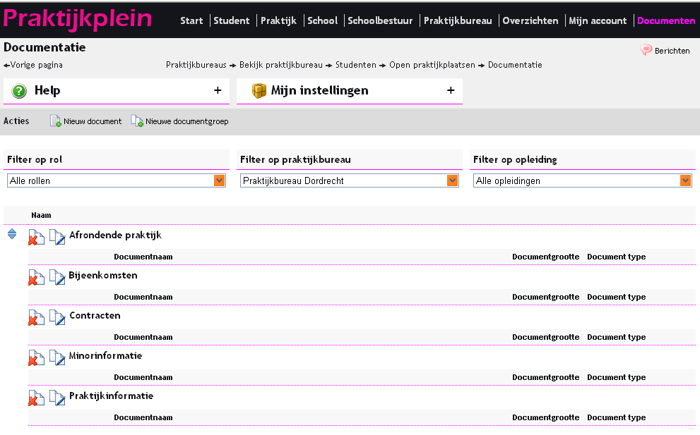 10.2 Documenten verwijderen, downloaden of bewerken Via de icoontjes die voor een document staan kun je een document respectievelijk verwijderen, downloaden of bewerken.