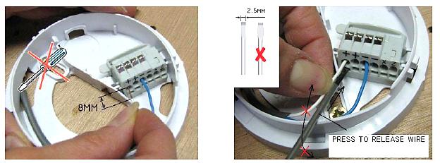 5 Aansluitschema s 5.1 SLIM Detector De detector kan zowel optisch, thermisch, thermovelocimetrisch (TVC) als multisensor worden ingesteld in de brandcentrale.