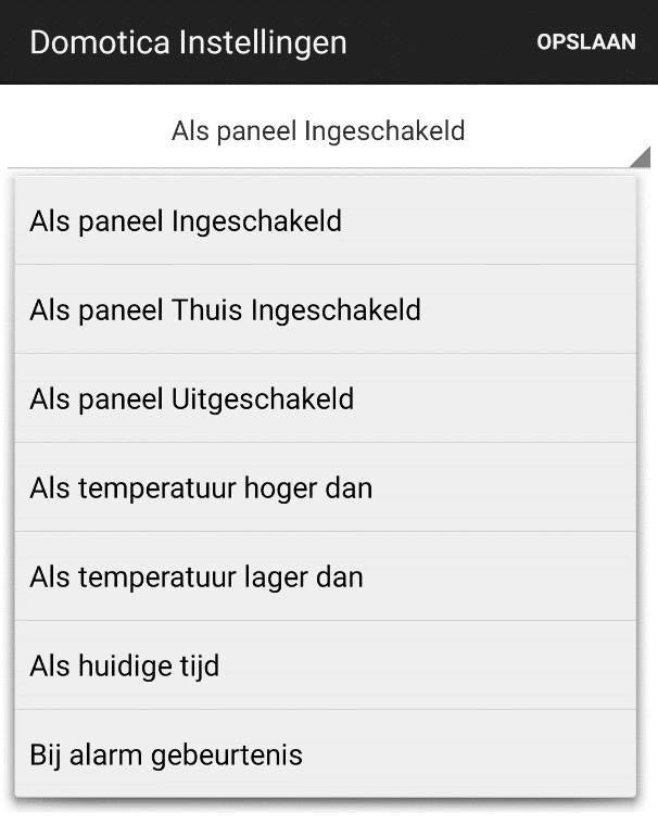 DOMOTICA INSTELLINGEN Met DOMOTICA INSTELLINGEN kunt u de PowerSwitches programmeren om onder diverse condities automatisch in- dan wel uit te schakelen.