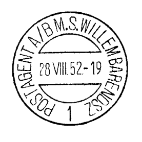 a /b M.S. WILLEM BARENDSZ ZUIDELIJKE IJSZEE 1 KBPS 5001 Opgeleverd door De Munt op 5 augustus 1947. Het stempel werd verstrekt op 11 augustus 1947 en werd terugontvangen op 3 juni 1952.