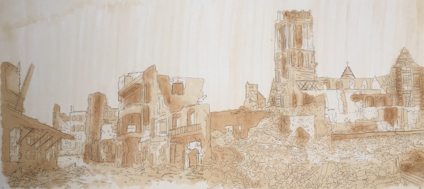 Inmiddels is ook bekend dat het kunstwerk van Merel Rijntjes verkozen is om aangekocht te worden door de school. Ze heeft een verwoeste stad geschilderd met koffie.