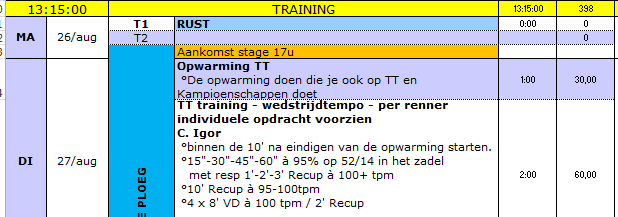 OPVOLGING trainen + feedback Geschreven feedback + files ifv