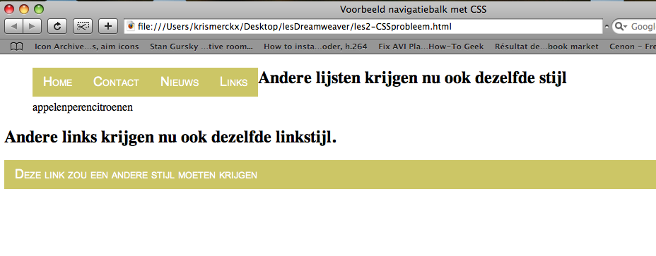 7 3. U kan een aparte stijl aanmaken voor wanneer de bezoeker met de muis over een link beweegt. a:hover{ background:#cccccc; a:hover is een 'spooktoestand' van de HTML-markering <a>.