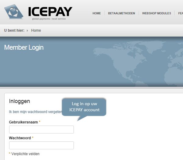 Stap 6 Ga naar de ICEPAY website en