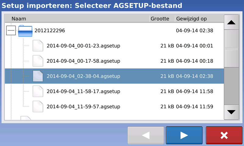 1 Setup exporteren Om uw setup data uit te wisselen zult u eerst deze gegevens moeten exporteren naar een usbopslagapparaat.